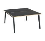 Pôle de 2 bureaux Exprim Carbone + goulotte L 140 cm piètement carbone