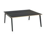 Pôle de 2 bureaux Exprim Arche Carbone + goulotte L 180 cm piètement carbone