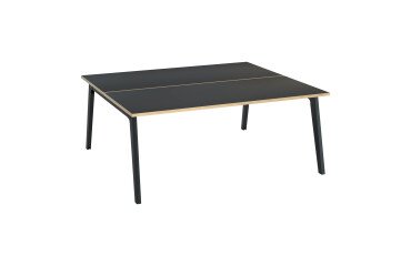 Eiland 2 werkposten Eden Arche koolgrijs + kabelgoot L 180 cm onderstel in koolgrijs