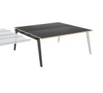 Pôle 2 bureaux droits suivant gris carbone L 180 x P 163 cm, piétement arche anthracite - Exprim