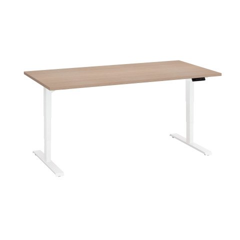 Mesa eléctrica regulable en altura Ecla Ergo Premium 160 x 80 cm roble claro patas blancas