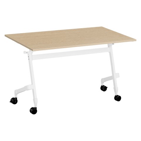 Mesa abatible Practica Plus Bruneau An 120 x Fon 70 cm roble claro patas blancas