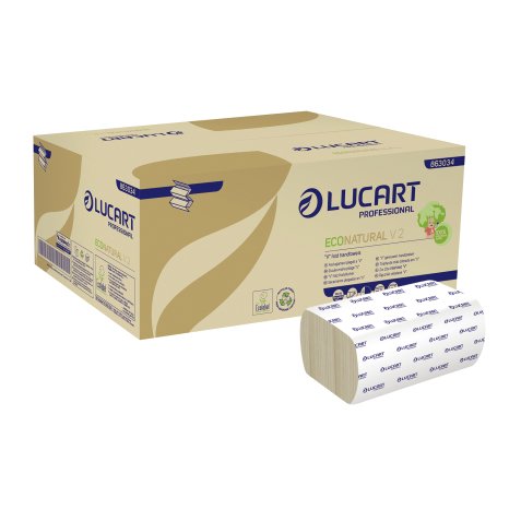 Secamano Lucart EcoNatural plegado en V - caja de 3800