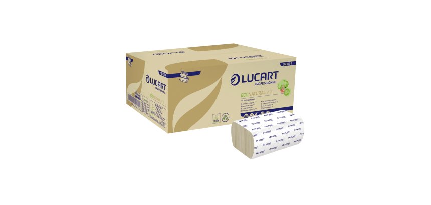 Papier essuie-mains pliage enchevêtré Lucart EcoNatural  V2 – Carton de 3800