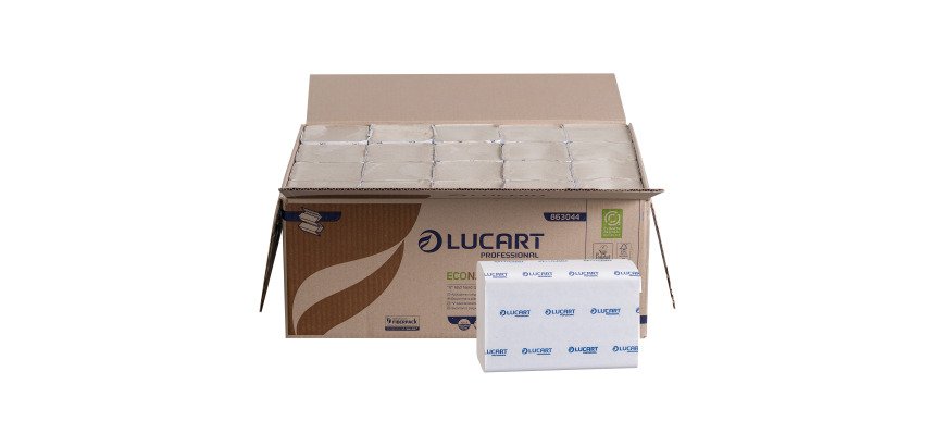 Papierservietten Lucart Ecological eingeschlagen gefaltet - Karton mit 3800 Stück