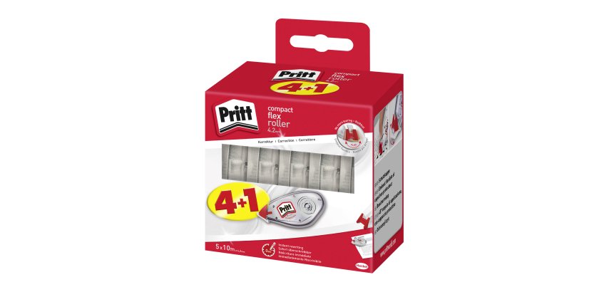 Pack 4 + 1 dry correctors Compact Pritt width 4,2 mm - length 10 m