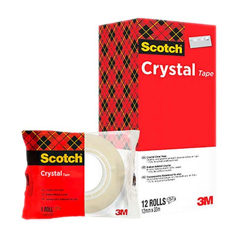 Pack de 12 cintas adhesivas Scotch Crystal transparentes - Ancho 19 mm x largo 33 m + 2 gratis