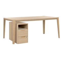 Scrivania Ostrahl rovere 180 x 90 cm con cassettiera a 2 cassetti