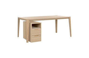 Scrivania Ostrahl rovere 180 x 90 cm con cassettiera a 2 cassetti