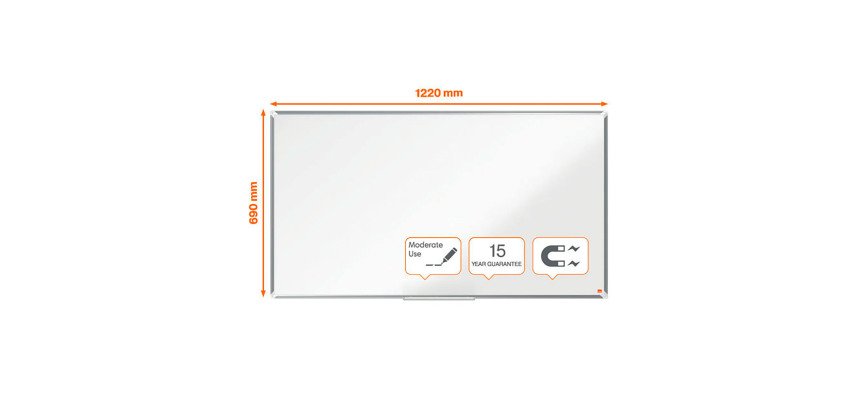 Tableau blanc laqué Premium 16/9e H69 x L122 cm Nobo