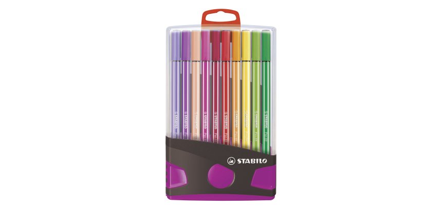 Stylo feutre Stabilo Pen pointe 68, couleurs assorties - Chevalet de 20