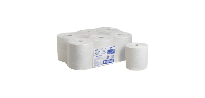 Rouleau d'essuie-mains Scott Xtra simple épaisseur 6667 - Carton de 6