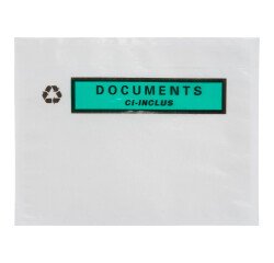 Self-adhesive sleeves documents "documents ci-inclus" 100% recyclable 162 x 120 mm - box of 250