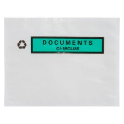 Zelfklevende hoesjes documenten "documents ci-inclus" 100% recycleerbaar 162 x 120 mm - doos van 250