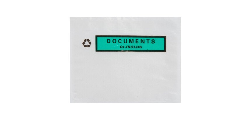 Pochette adhésive porte-document  "documents ci-inclus"  162 x 120 mm - Boîte de 250
