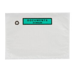 Pochette adhésive "Documents ci-inclus" 100 % recyclable 228 x 165 mm - Boîte de 250