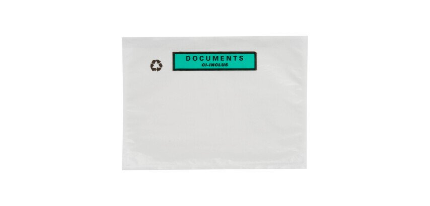 Pochette adhésive porte-document  "documents ci-inclus" 228 x 165 mm - Boîte de 250