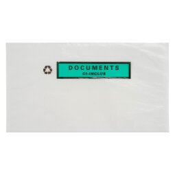 Zelfklevende hoesjes documenten "documents ci-inclus" 100% recycleerbaar 228 x 120 mm - doos van 250