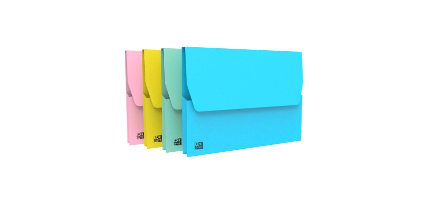 Chemise pochette à soufflet carte Oxford 24 x 32 cm couleur pastel - Paquet de 50