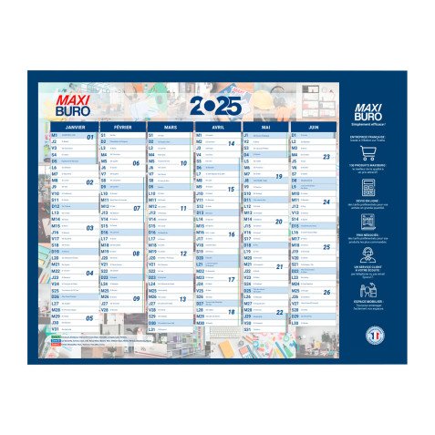 Calendrier semestriel mural 2026 - 32 x 42 cm - Maxiburo
