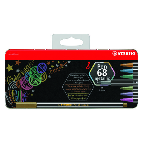 Rotulador STABILO pen 68 metallic - Estuche metal de 8