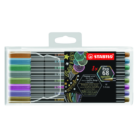 Rotulador STABILO pen 68 metallic - Estuche plástico de 8