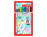 Rotulador STABILO pen 68 brush punta pincel - Estuche de 12