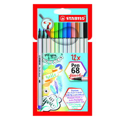 Rotulador STABILO pen 68 brush punta pincel - Estuche de 12