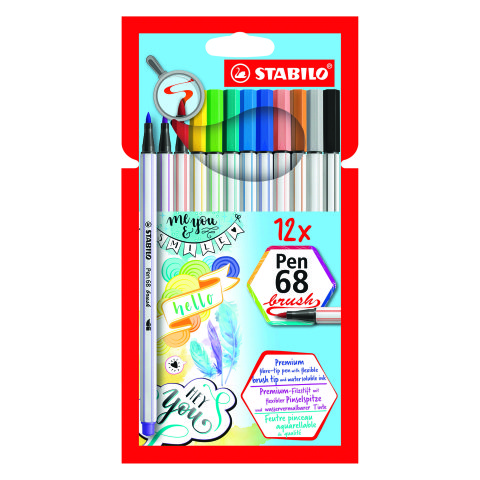 Rotulador STABILO pen 68 brush punta pincel - Estuche de 12