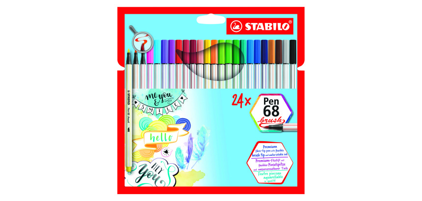Rotulador STABILOpen 68 brush punta pincel - Estuche de 24