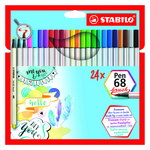 Rotulador STABILOpen 68 brush punta pincel - Estuche de 24