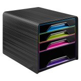 Classifying module Cep Smoove Gloss black body 4 multicolored drawers