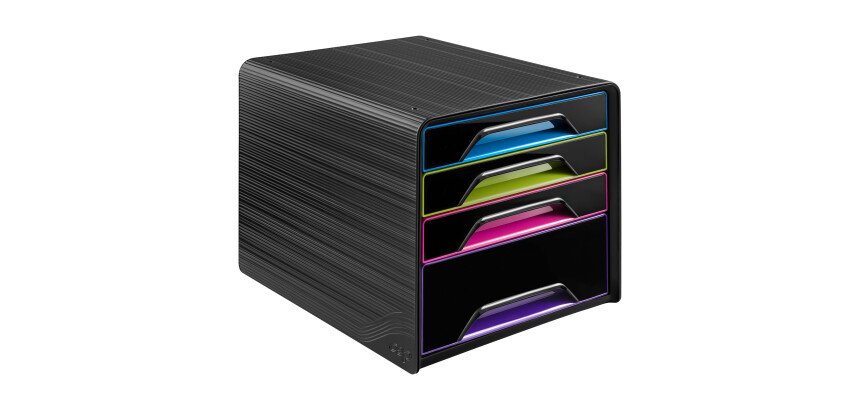 Module de classement Cep Smoove Gloss coffre noir 4 tiroirs multicolores