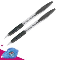 Pack 2 stylos bille Atlantis + 1 stylo et 1 correcteur à sec Tipp-Ex Easy Correct offert - Noir