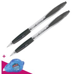 Pack 2 stylos bille Atlantis + 1 stylo et 1 correcteur à sec Tipp-Ex Easy Correct offert - Noir