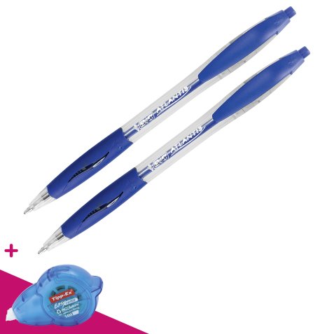 Pack 2 stylos bille Atlantis + 1 stylo et 1 correcteur à sec Tipp-Ex Easy Correct offert