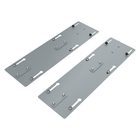 Jeu platines coulissantes pour pied intermédiaire ECLA pôle de 4 bureaux - finition aluminium