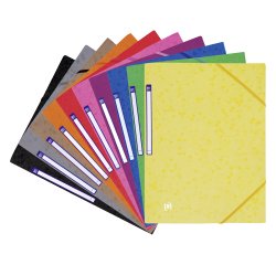 Pack de 15 chemises à élastique 3 rabats carte Oxford 24 x 32 cm dos 2,5 cm assorties + 5 offertes