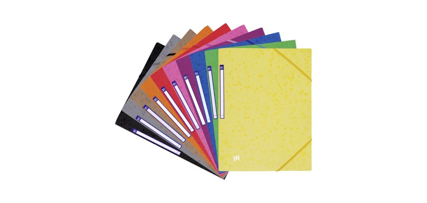 Pack de 15 chemises à élastique 3 rabats carte Oxford 24 x 32 cm dos 2,5 cm assorties + 5 offertes