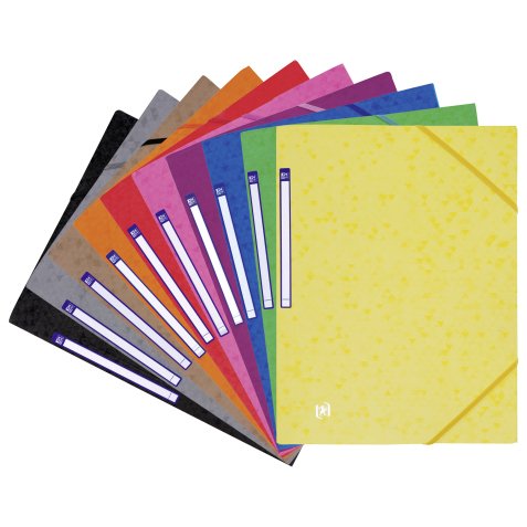 Pack de 15 chemises à élastique 3 rabats carte Oxford 24 x 32 cm dos 2,5 cm assorties + 5 offertes