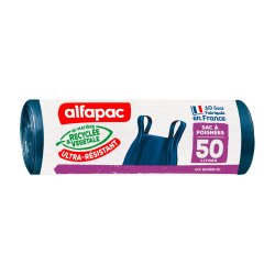 Bolsas de basura 50 litros con asas ultra resistente Alfapac azul - 40 bolsas