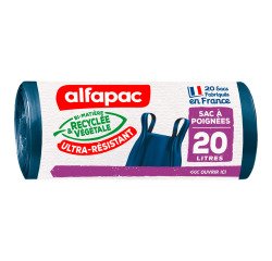 Vuilniszak 20 liter met handvatten Alfapac - 40 zakken