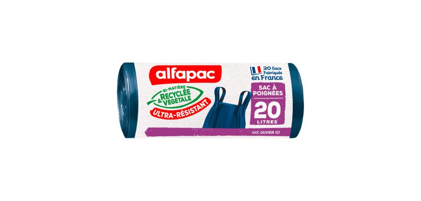 Sac poubelle 20 litres avec poignées Ultra-résistant Alfapac bleu - 40 sacs
