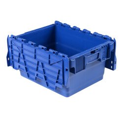 Caja de almacenamiento de transporte con tapa de plástico azul - 16 litros