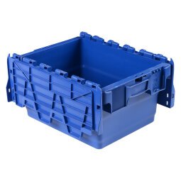 Opbergbak voor transport met deksel in plastic blauw - 16 liter 