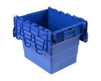 Caja de almcenamiento con tapa de plástico azul - 27 L