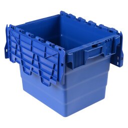 Caja de almcenamiento con tapa de plástico azul - 27 L