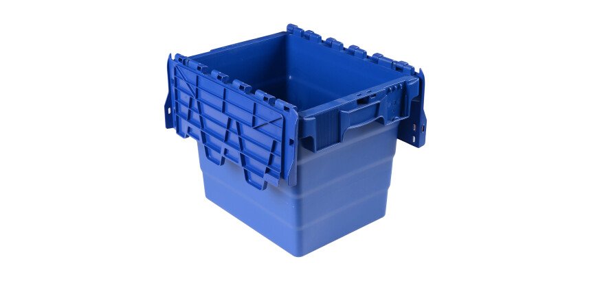 Bac de stockage navette avec couvercle en plastique bleu - 27 litres
