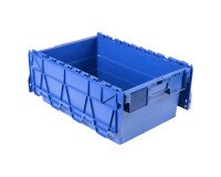 Caja de almacenamiento transporte con tapa de plástico azul - 44 litros