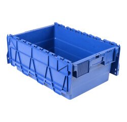 Caja de almacenamiento transporte con tapa de plástico azul - 44 litros